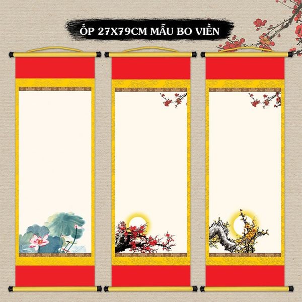 Giấy viết thư pháp giấy ốp in tranh 27x78cm mẫu bo viền