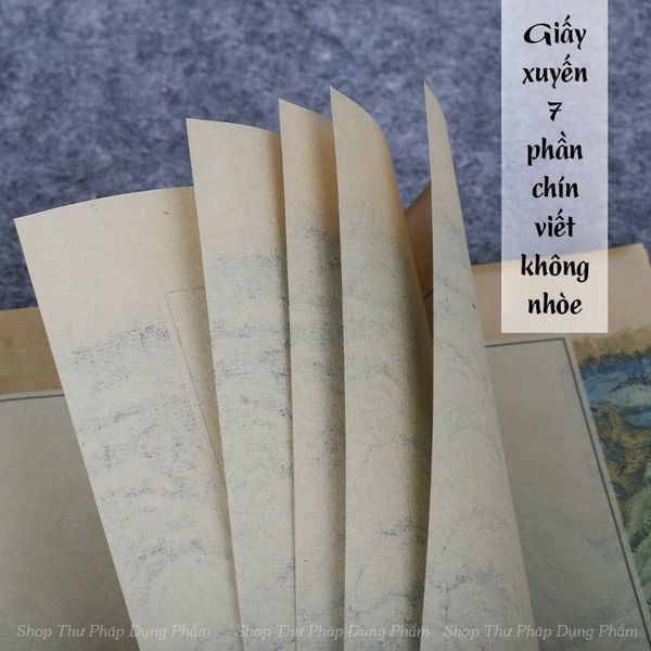 Giấy xuyến chỉ cổ nhã in tranh Tứ Ngôn Cát Ngữ 23x27cm - Set 20 tờ