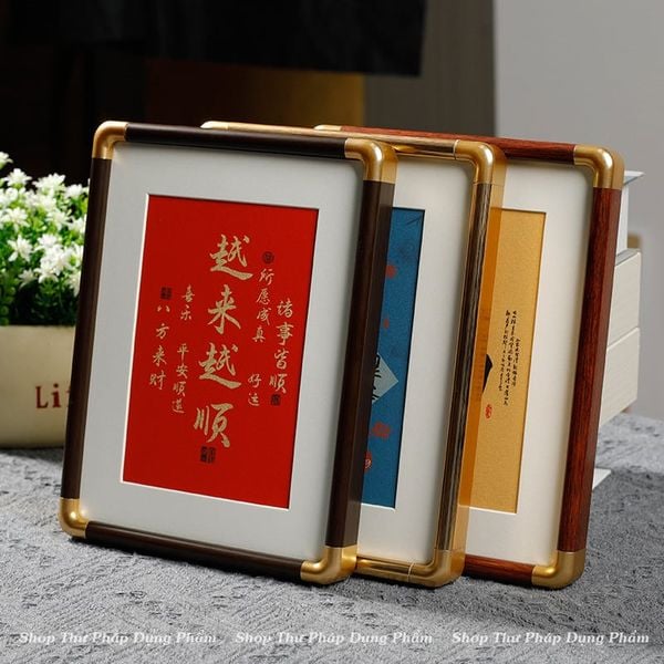 Khung tranh ảnh viết thư pháp để bàn có chân chống tặng kèm giấy