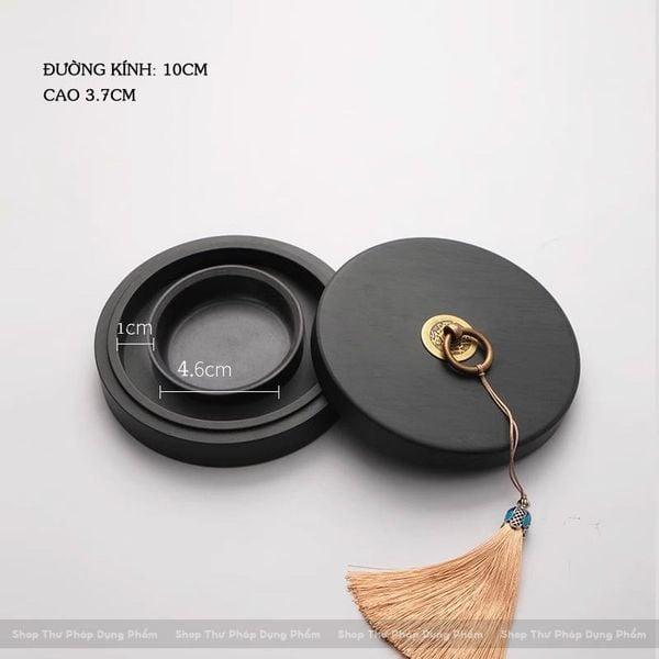 Nghiên mực đá nguyên khối 2 lòng tránh bay hơi nước và khô mực