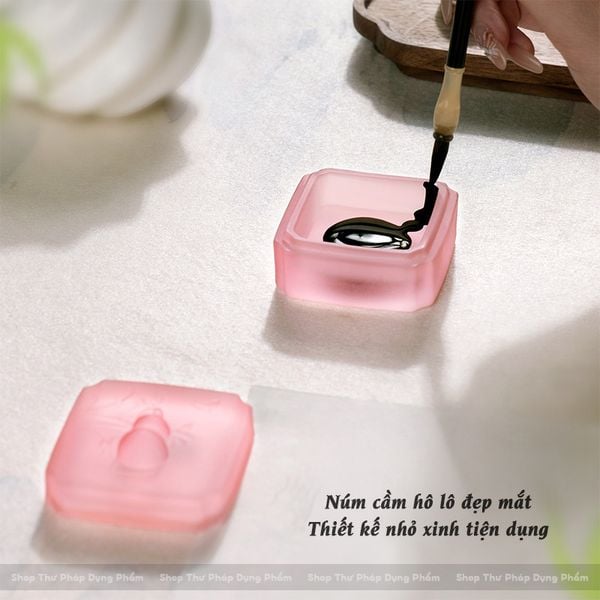 Nghiên đựng mực hộp đựng mực ấn ngọc lưu li kết hợp gác bút thông minh