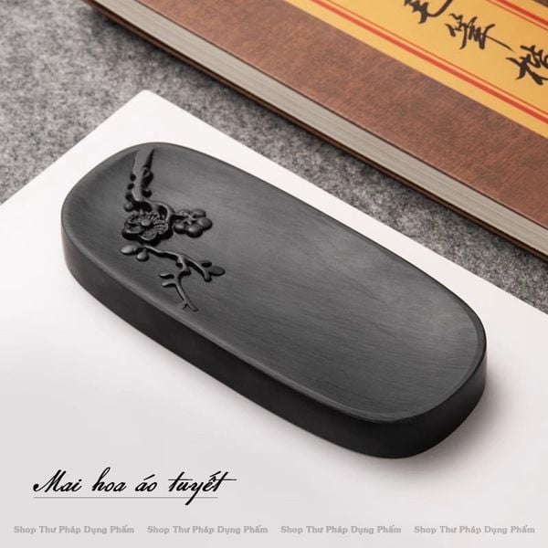 Nghiên đá hoa mai đựng mực mài mực tàu