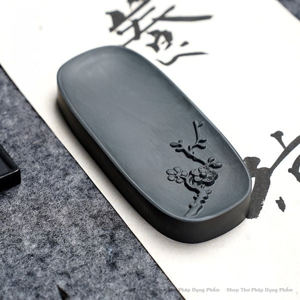 Nghiên đá hoa mai đựng mực mài mực tàu