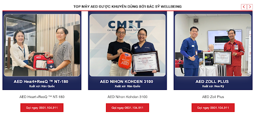 Các dòng máy sốc tim AED phổ biến tại Việt Nam