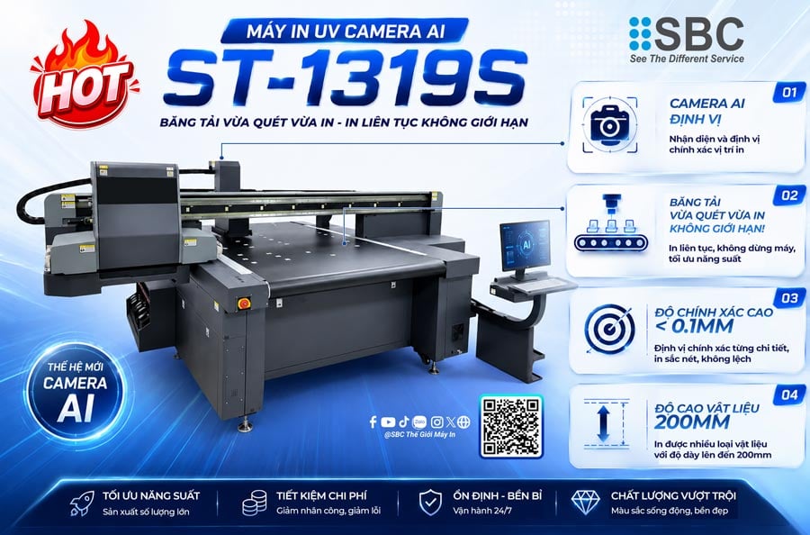 máy in uv camera AI băng tải thế hệ mới SBC