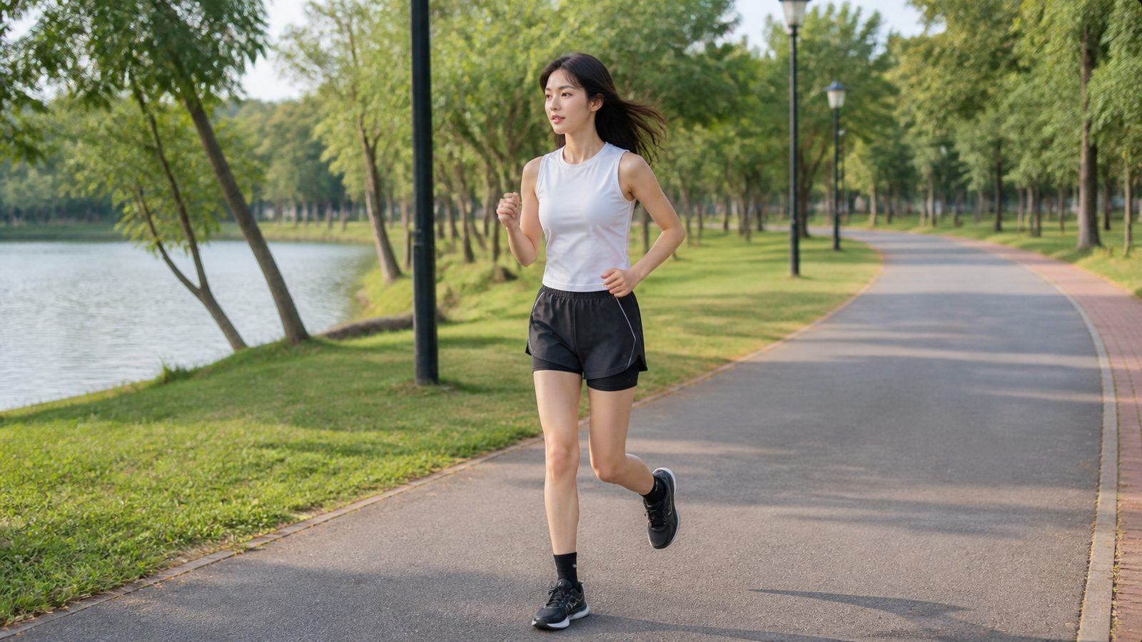 Áo tank top và quần short 2 lớp khi chạy bộ trời nóng