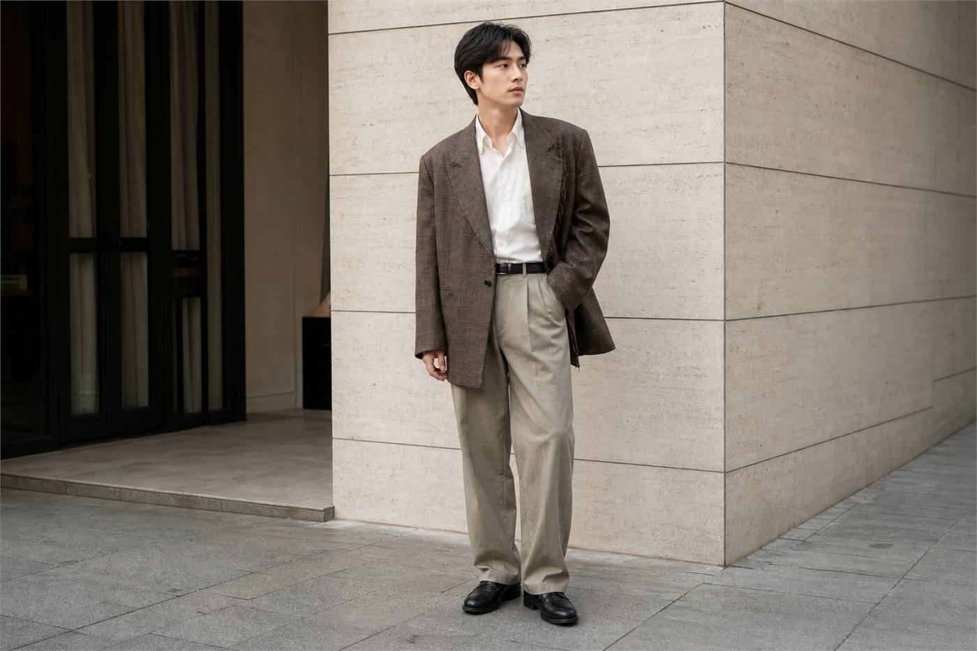 Nam cao 1m7 phối suit tách bộ không cà vạt