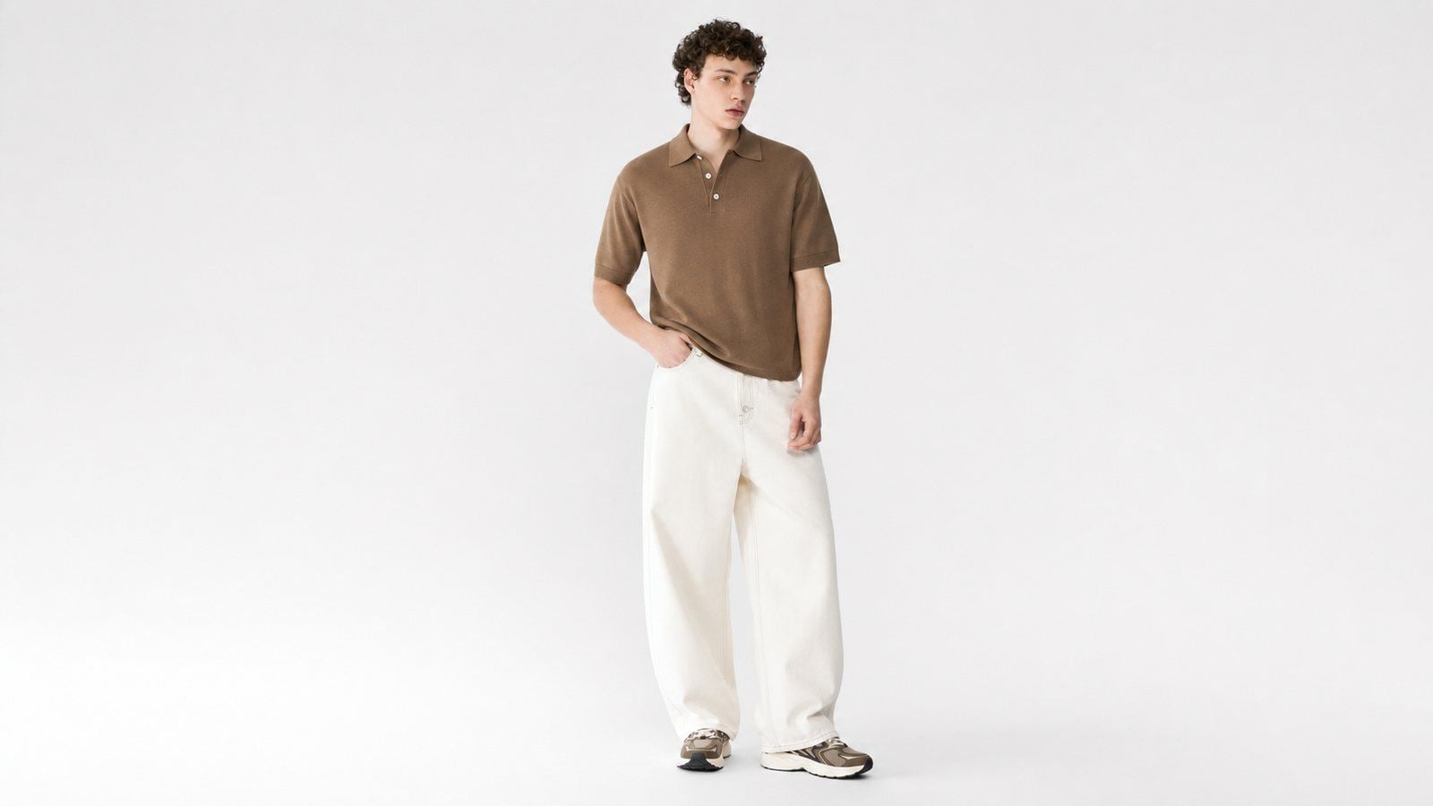 Polo nâu hoặc camel phối quần sáng màu cho nam 1998 đi học, đi làm hoặc gặp gỡ cuối tuần
