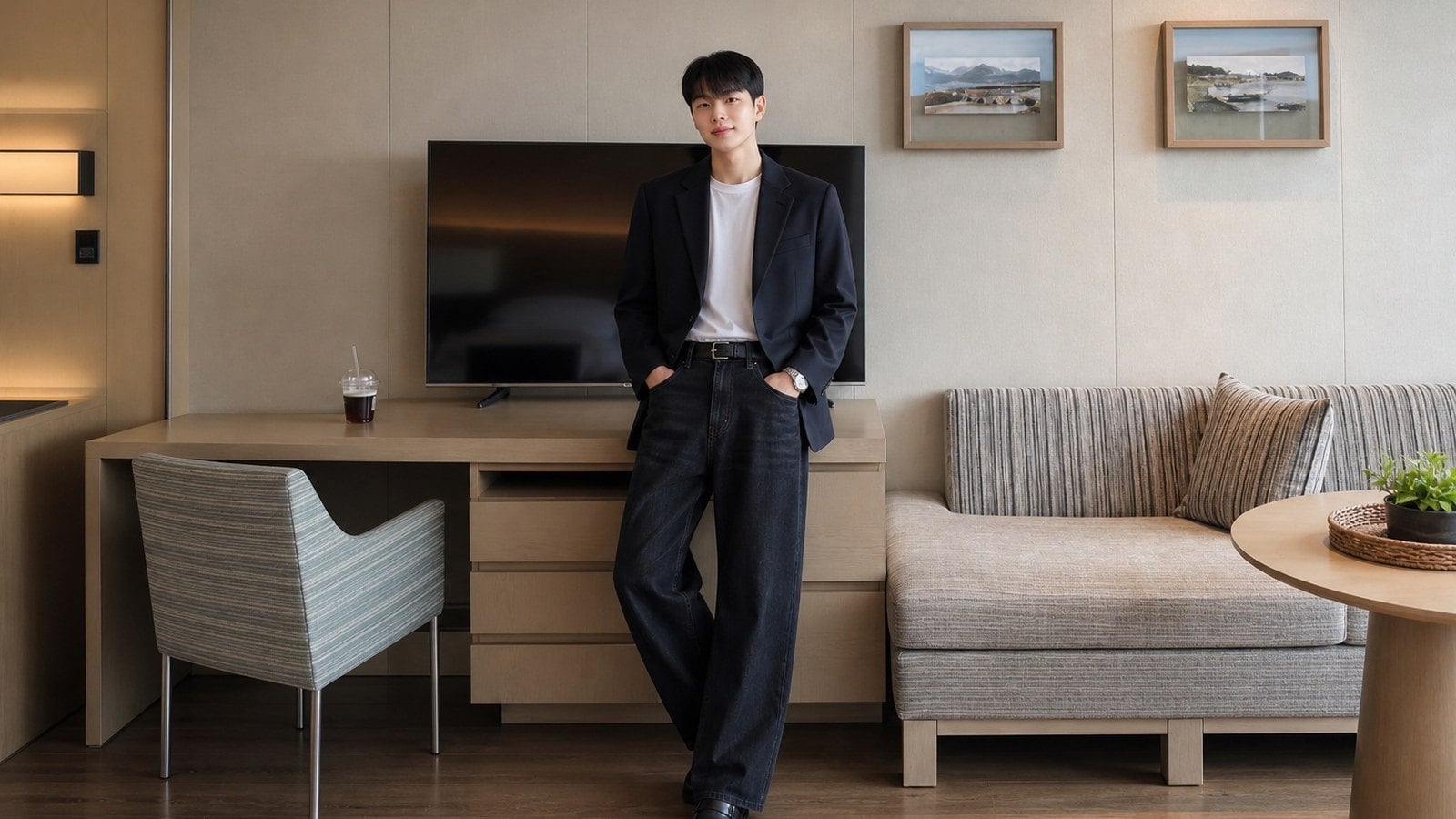 Áo blazer nam phối quần chinos