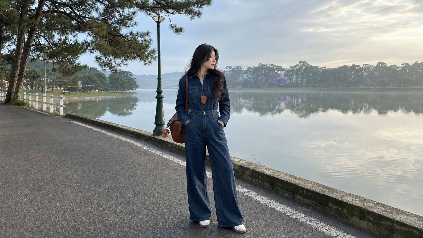 Jumpsuit dài tay chất dày vừa phải cho chuyến đi Đà Lạt