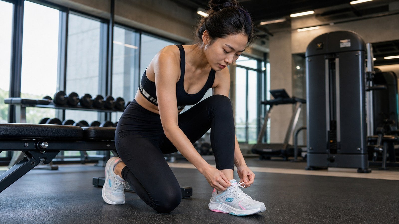 Giày tập và bra thể thao quan trọng khi tập gym