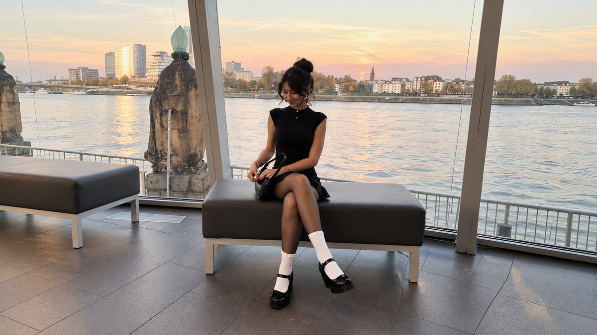 Giày Mary Jane làm điểm nhấn cho outfit tối giản màu trung tính