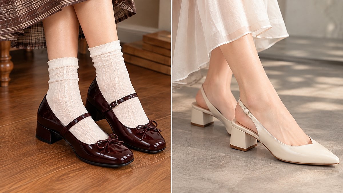 So sánh quai ngang Mary Jane với quai hậu của giày slingback
