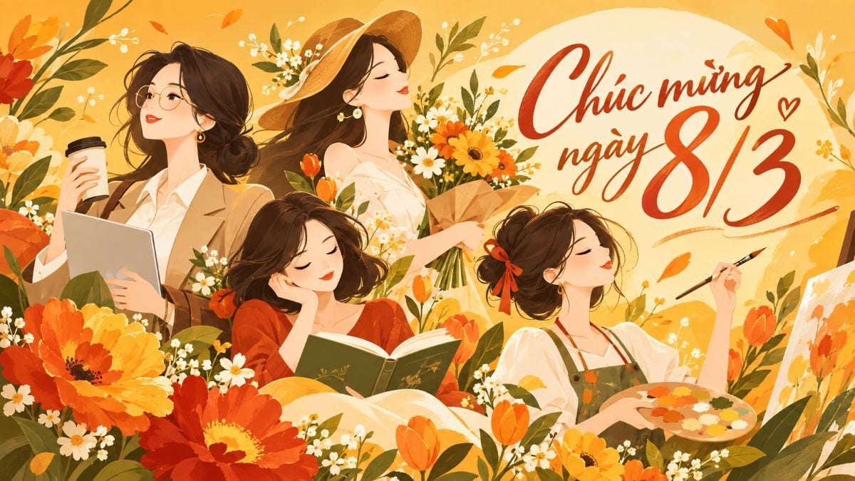 Minh họa Ngày Quốc tế Phụ nữ 8/3 và thông điệp tôn vinh phụ nữ