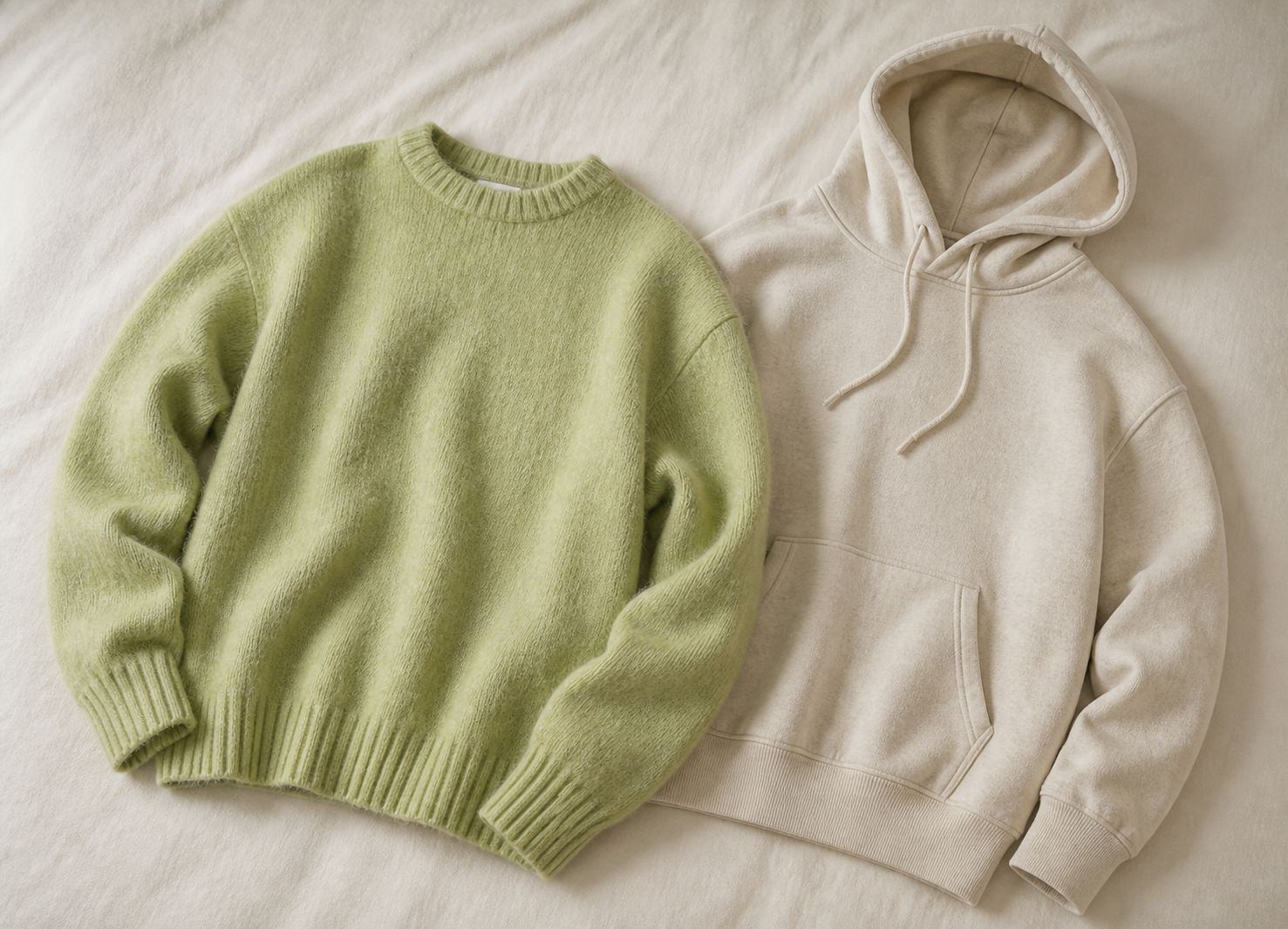 Sweater và hoodie khác nhau ở chi tiết mũ và phom dáng
