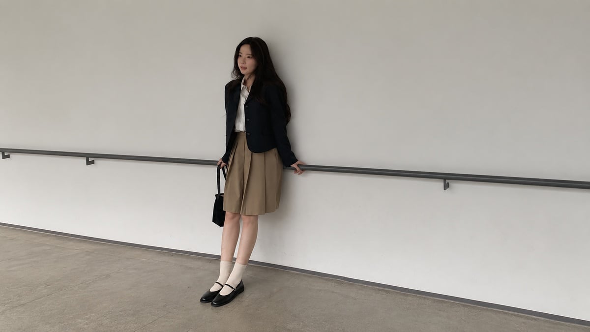 Mary Jane kết hợp blazer hoặc cardigan theo phong cách academia