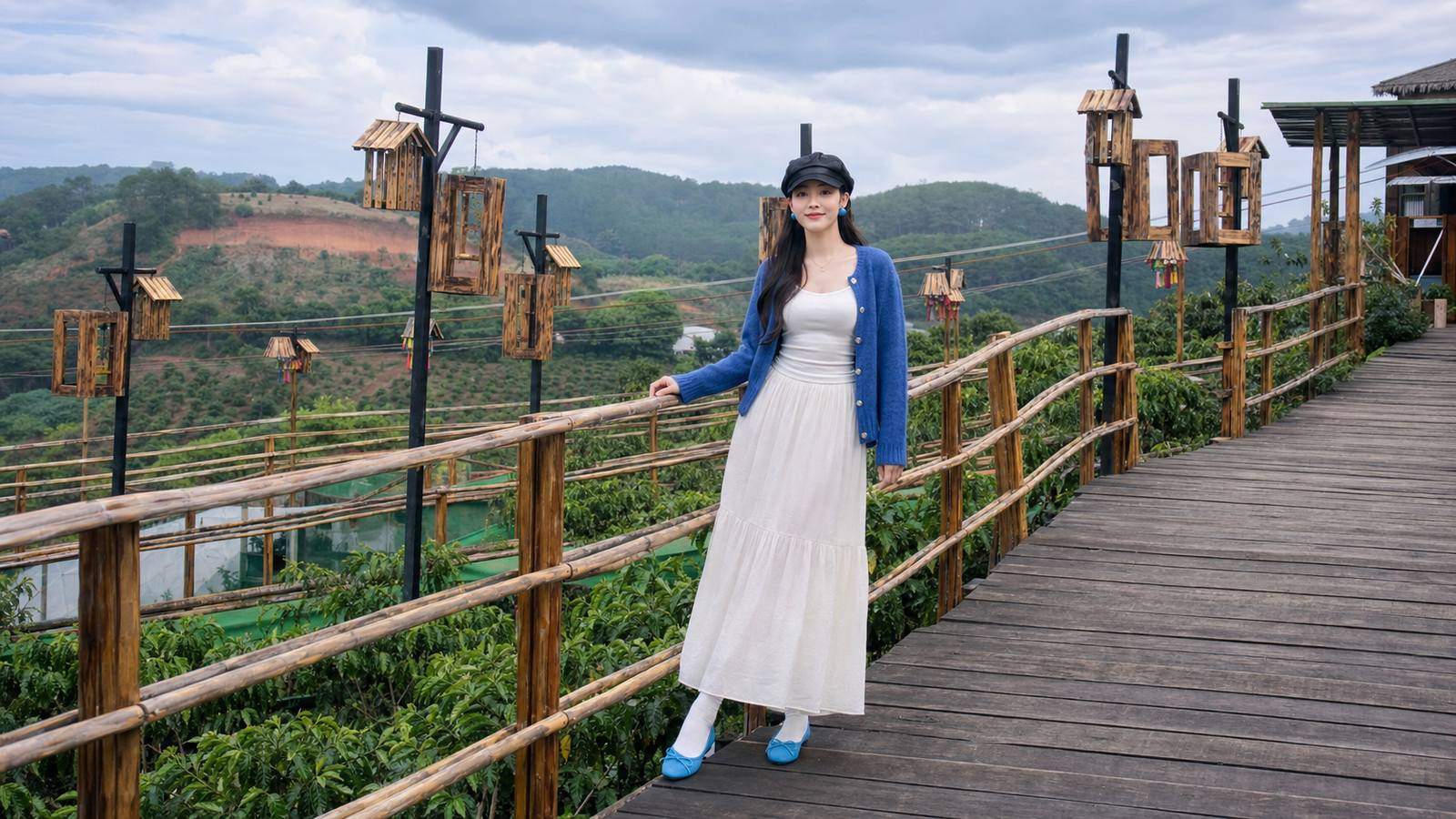 Áo sơ mi kẻ phối quần jeans hoặc quần nâu đất mang mood vintage