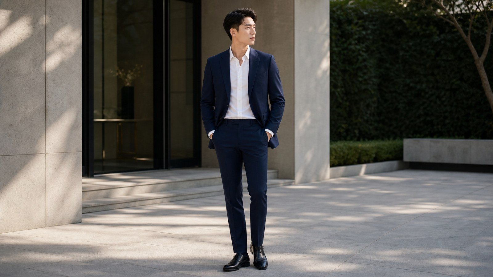Suit xám phối sơ mi trắng cho những dịp cần chỉn chu