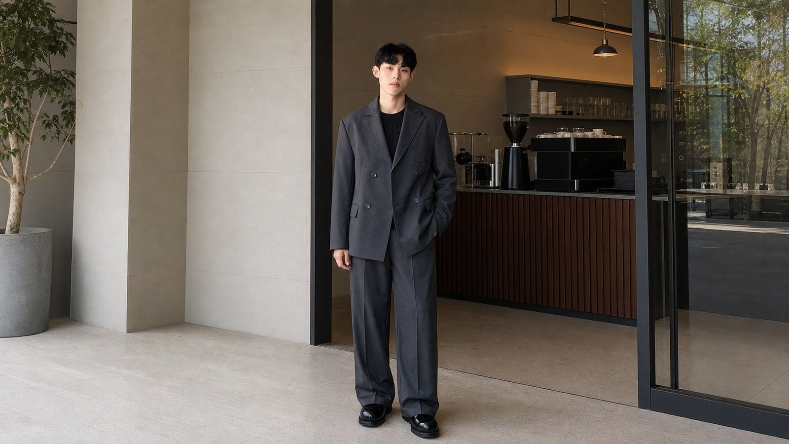 Áo blazer nam phối quần ống suông