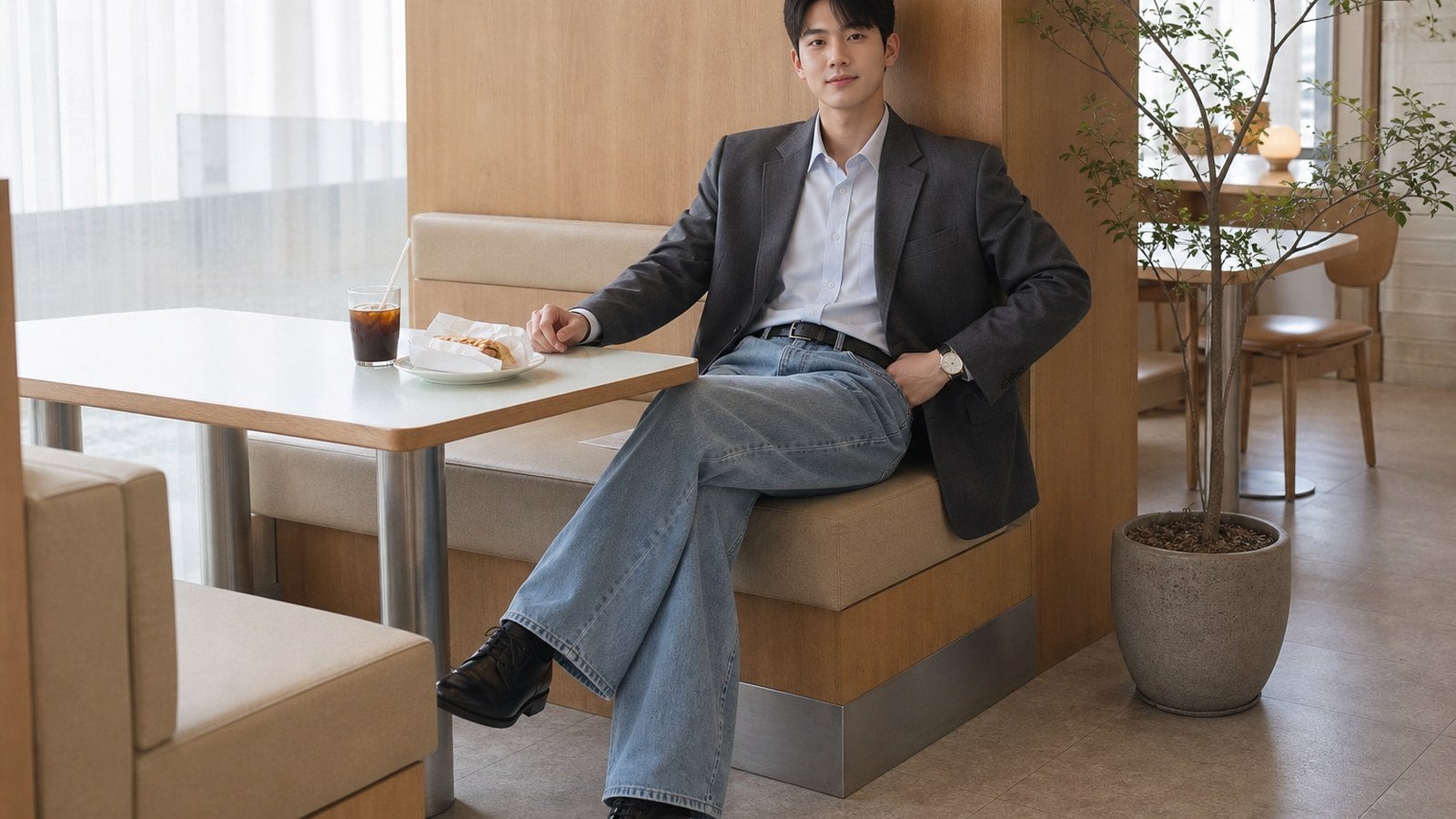 Áo blazer nam phối sơ mi và quần tây