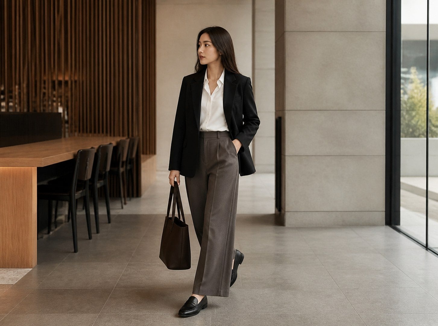 Áo mặc trong vest đen nữ cho công sở