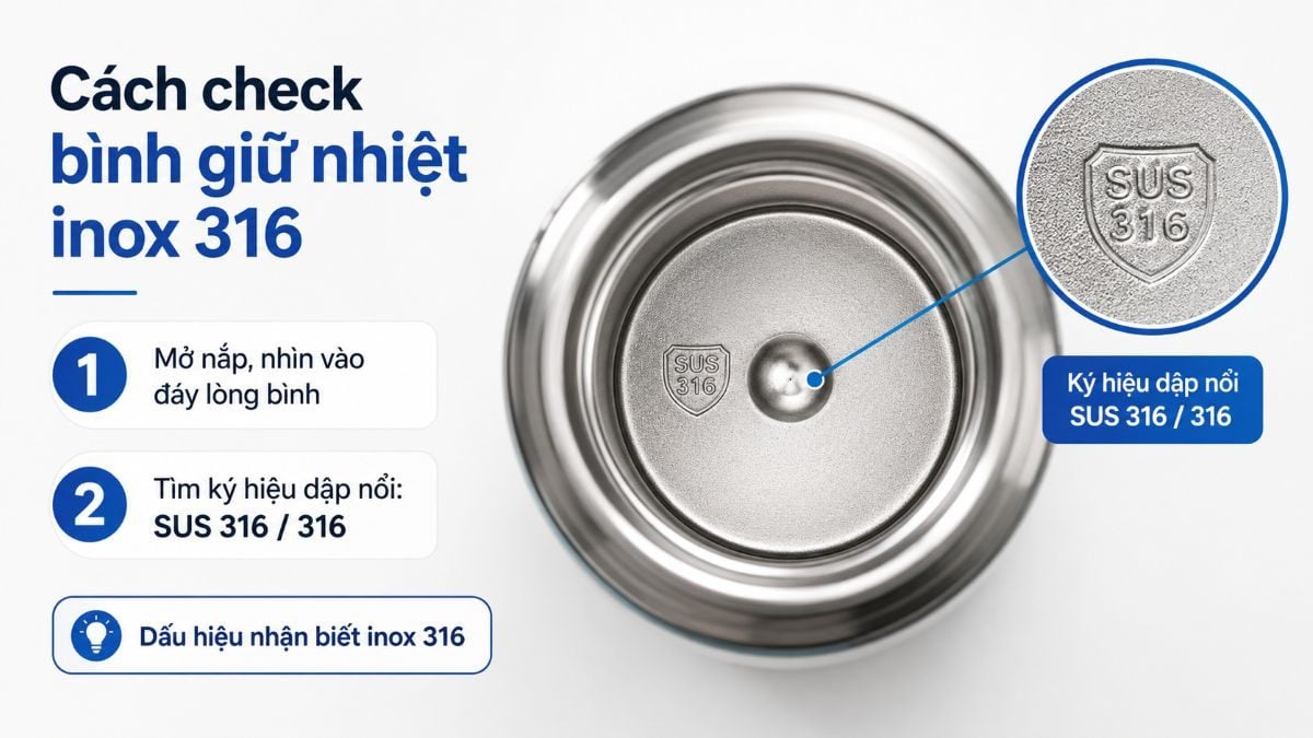 Cách kiểm tra bình giữ nhiệt có đúng inox 316 không