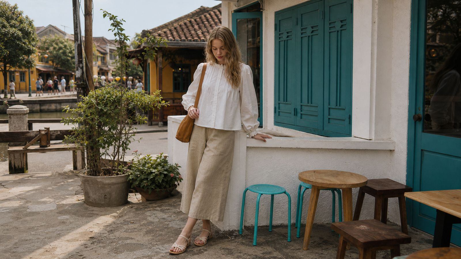 Sandal quai mảnh là lựa chọn dễ dùng nhất với outfit đi Hội An
