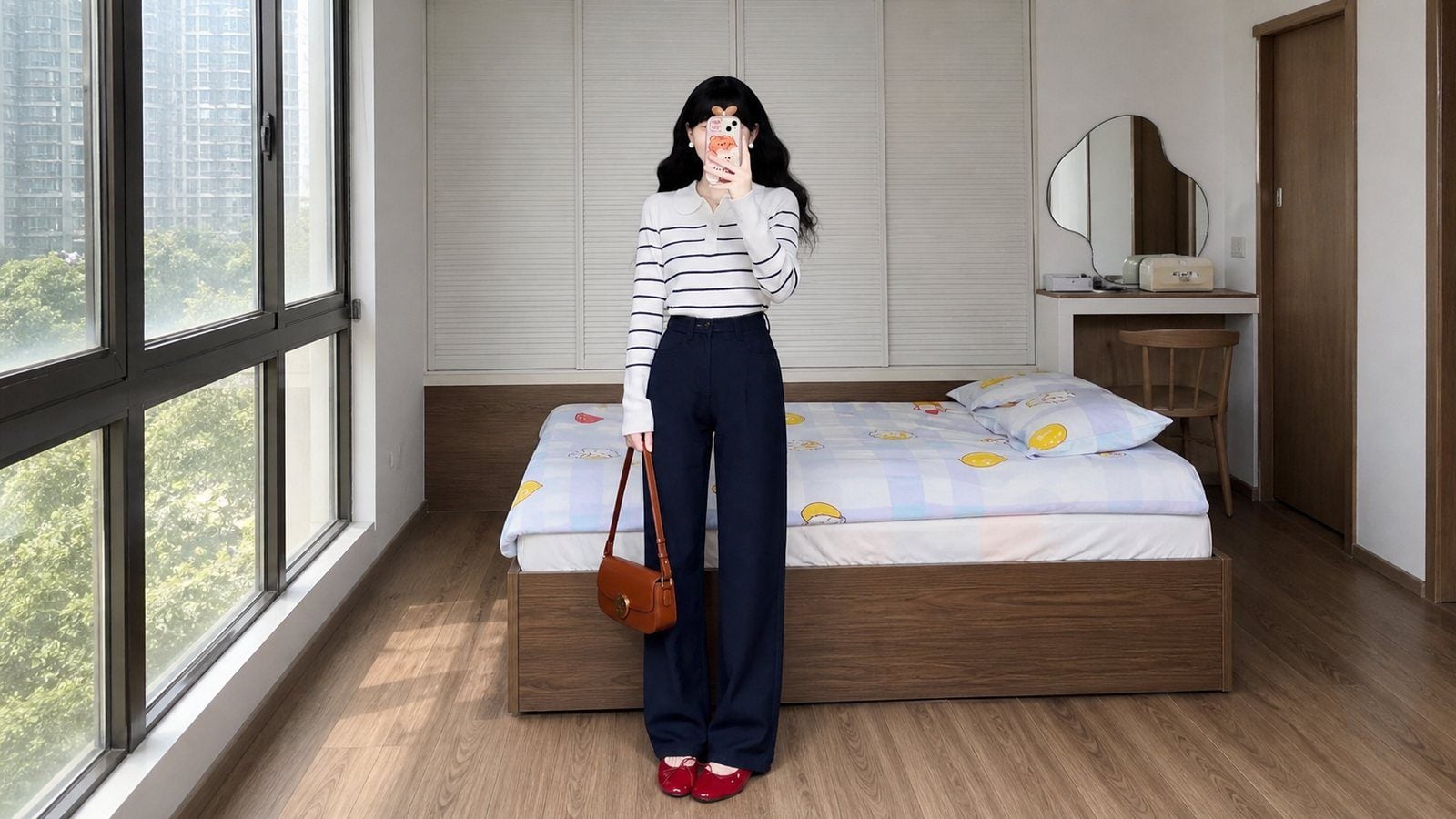 Bảng màu thân dưới bớt nặng với đen, navy, xám đậm, nâu lạnh hoặc denim xanh trung bình