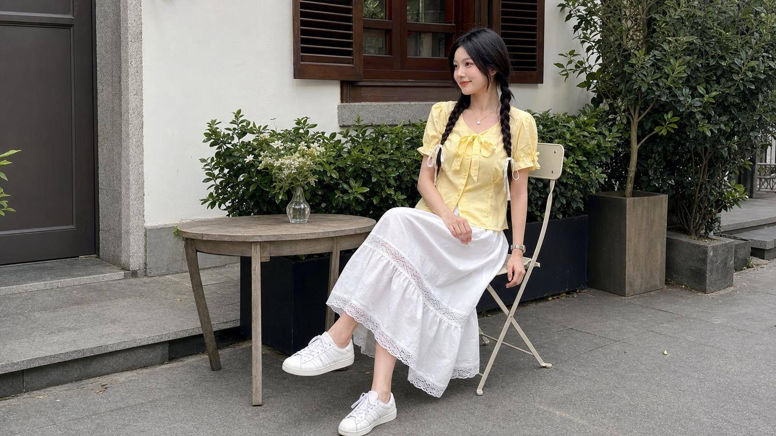 Ngồi chéo chân và hướng mũi chân xuống nhẹ