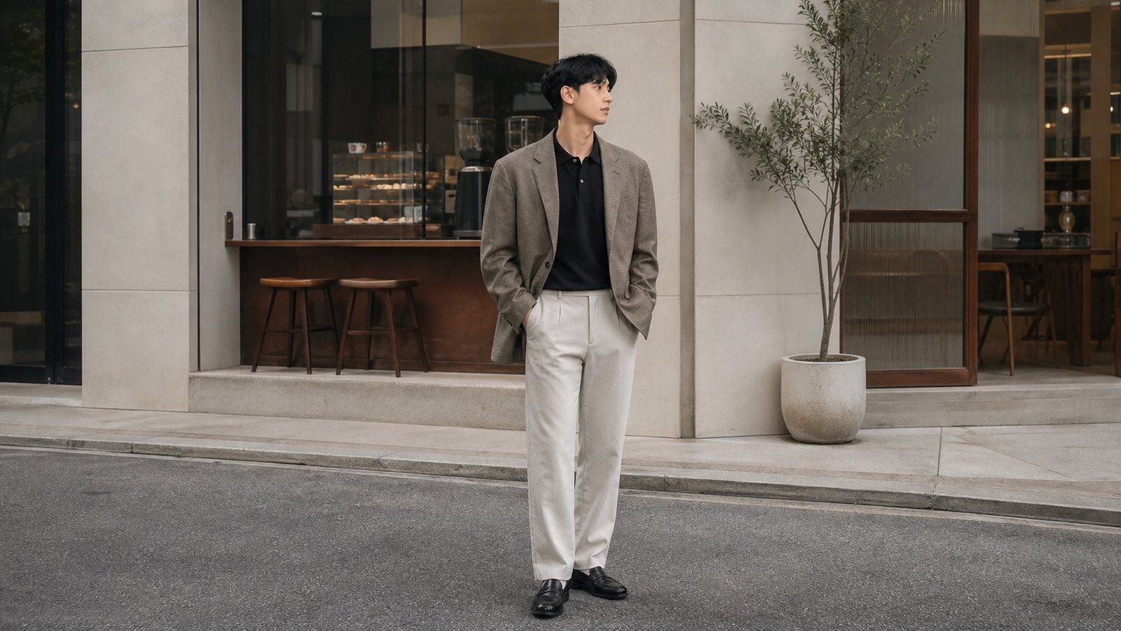Áo blazer nam phối áo polo
