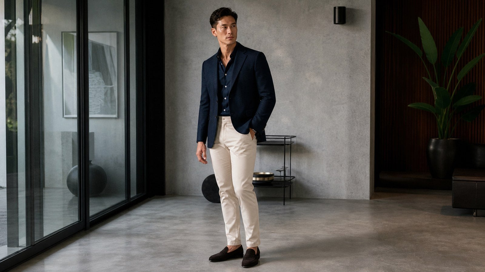 Quần chinos phối blazer