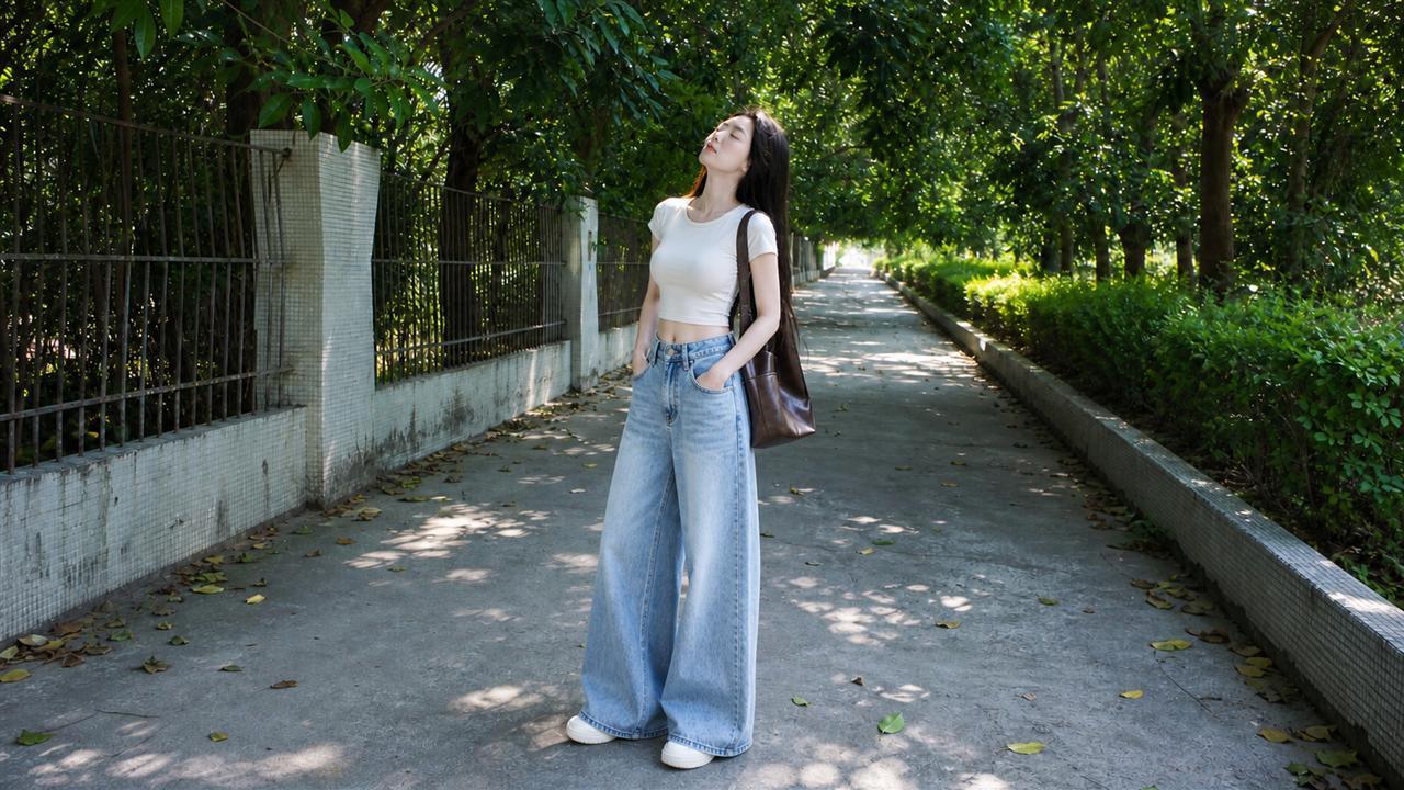 Quần ống rộng phối croptop kín để khoe eo mà không bị phô