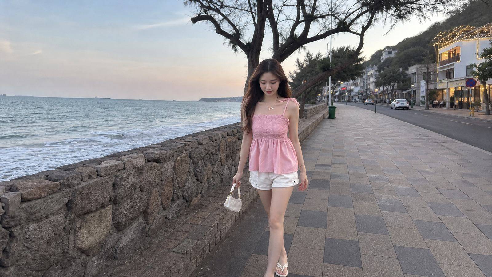 Đầm hai dây tối giản cho chiều tối và những buổi đi dạo nhẹ ở Vũng Tàu