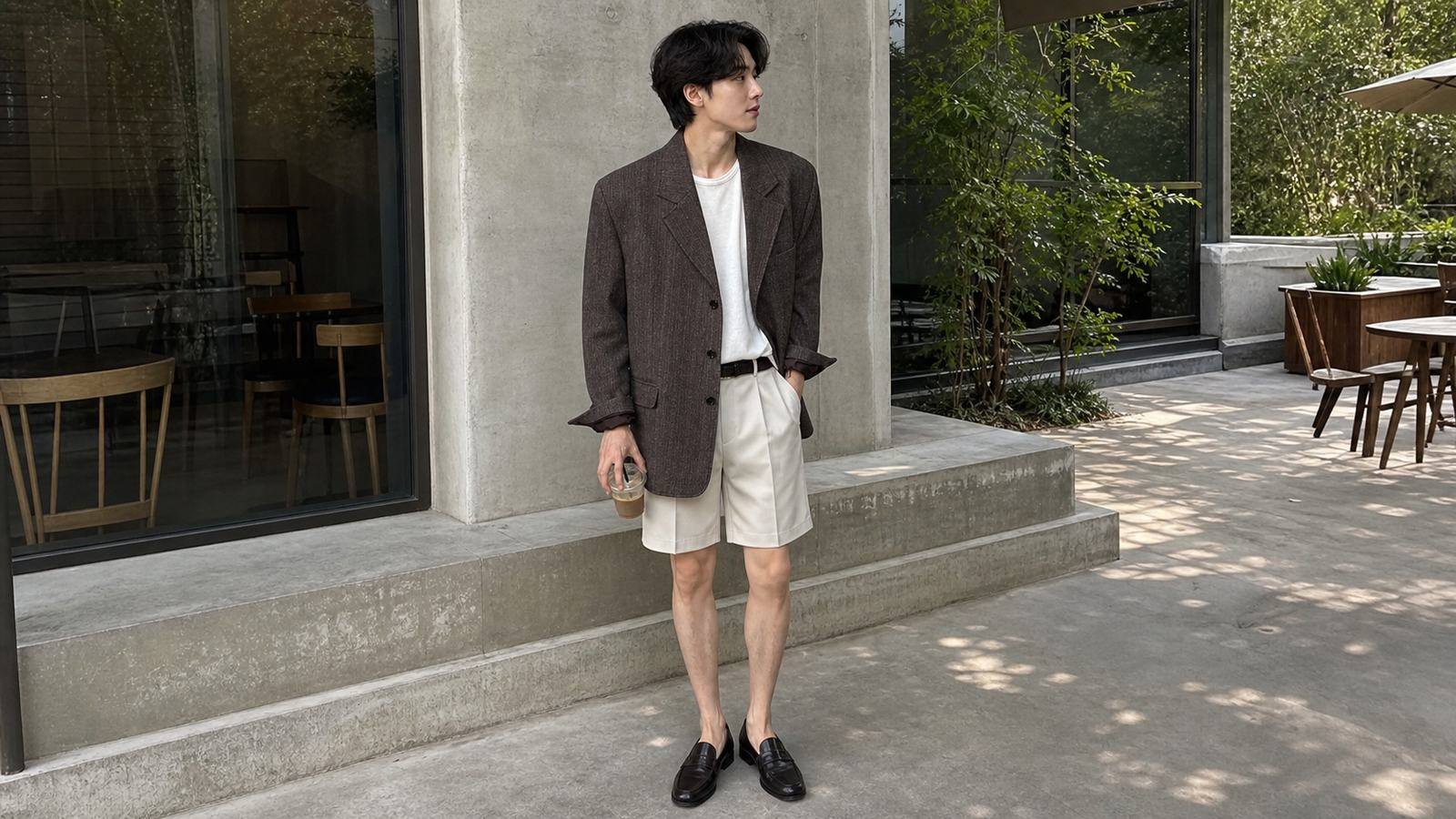 Áo vest nam phối với quần short may đo
