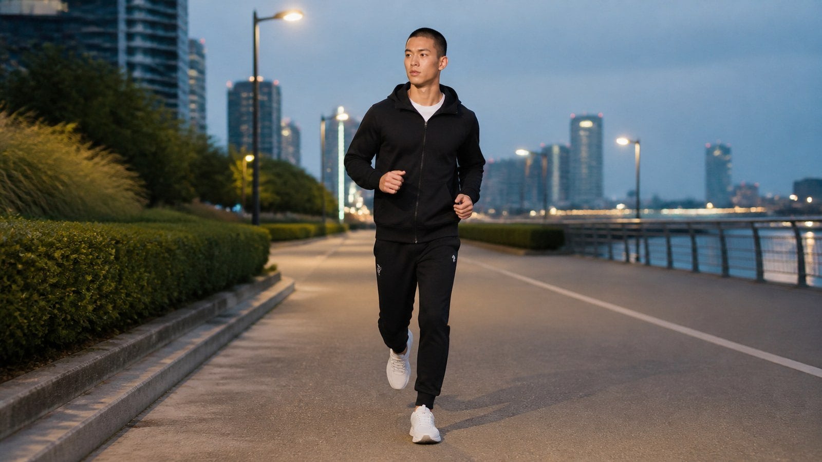 Áo hoodie mỏng và quần legging hoặc jogger khi chạy bộ