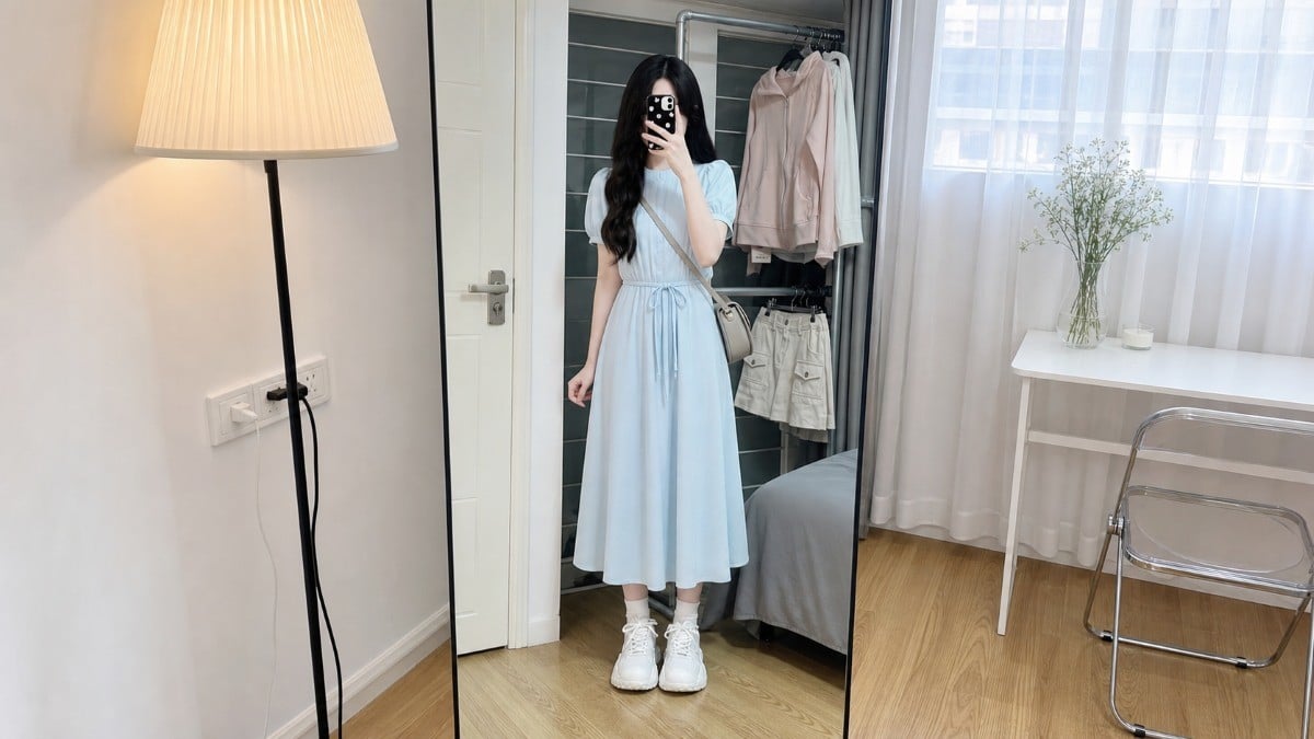 Đầm be sáng hoặc trắng ngà cho những ngày muốn mặc nhẹ hơn