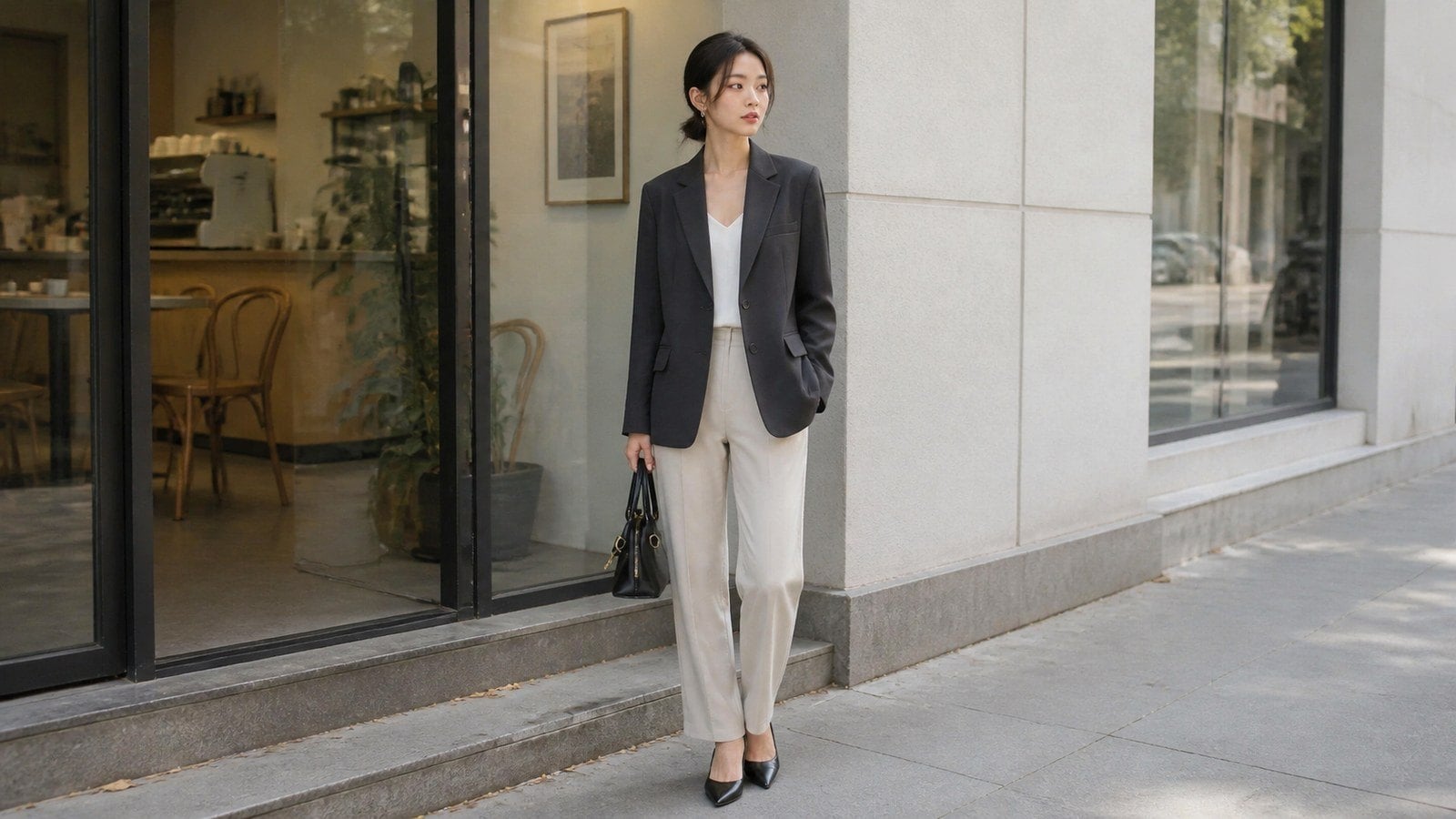 Vest đen nữ phối đồ đúng phom để không bị cứng