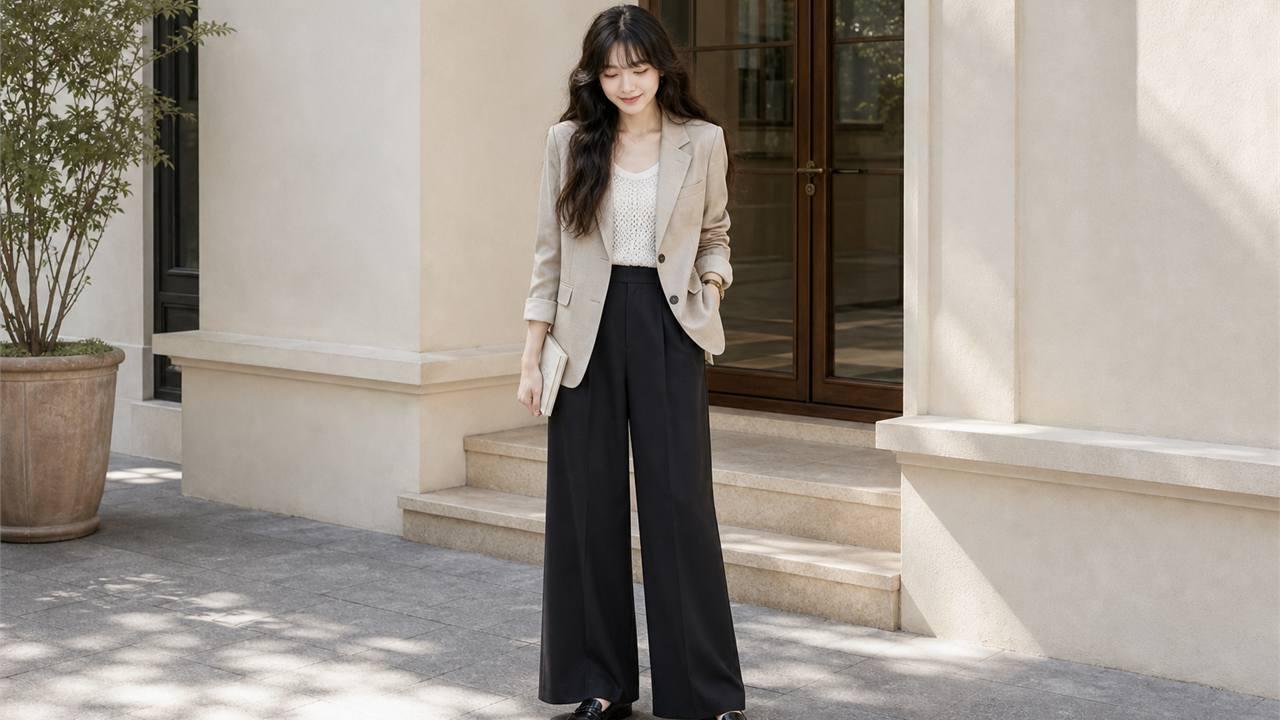 Gile, quần suông tối màu và loafer gọn cho set đồ thanh hơn