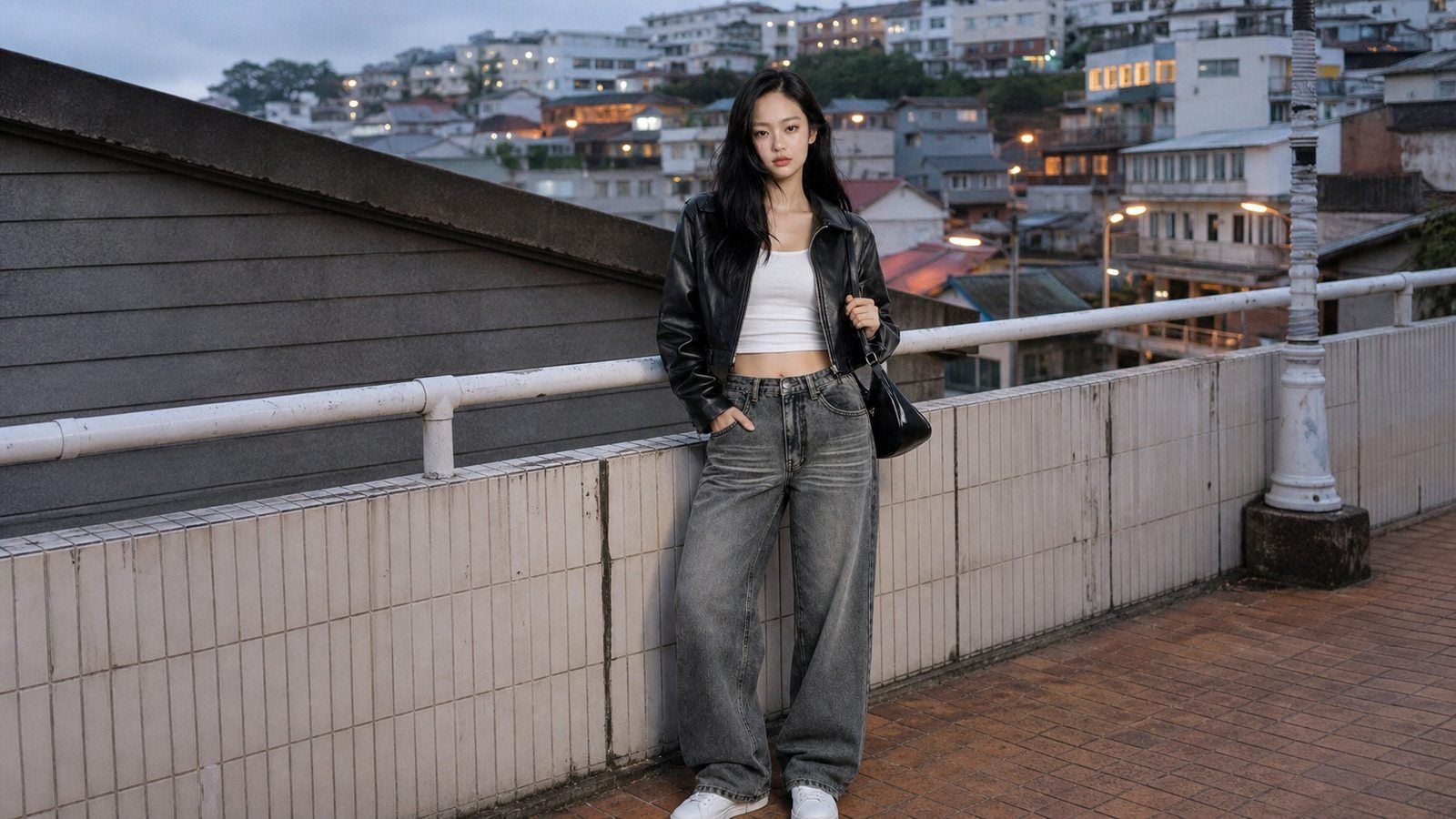 Áo khoác da hoặc bomber nhẹ cho mood cá tính hơn ở Đà Lạt