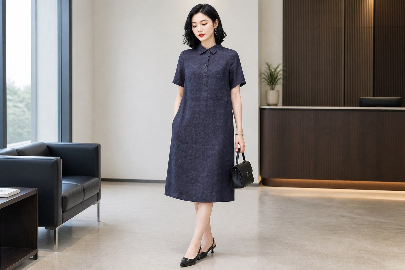 Đầm midi nữ thanh lịch cho phong cách công sở