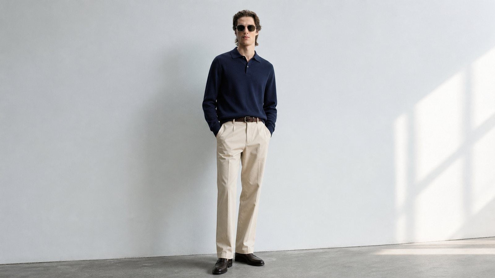 Polo navy phối quần kaki sáng cho nam 2005 đi học, đi làm hoặc gặp gỡ cuối tuần
