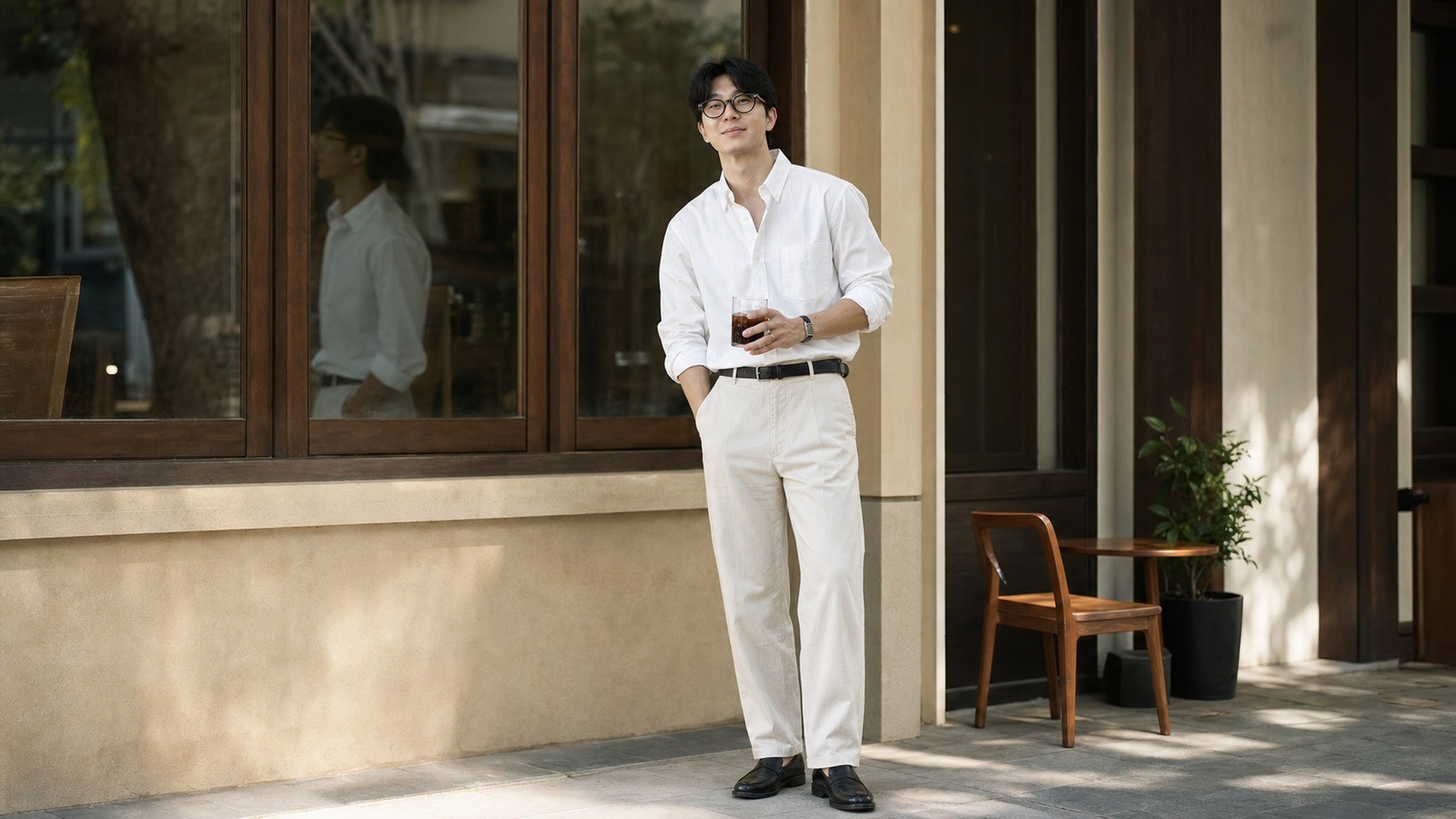 Form regular cho áo sơ mi trắng nam