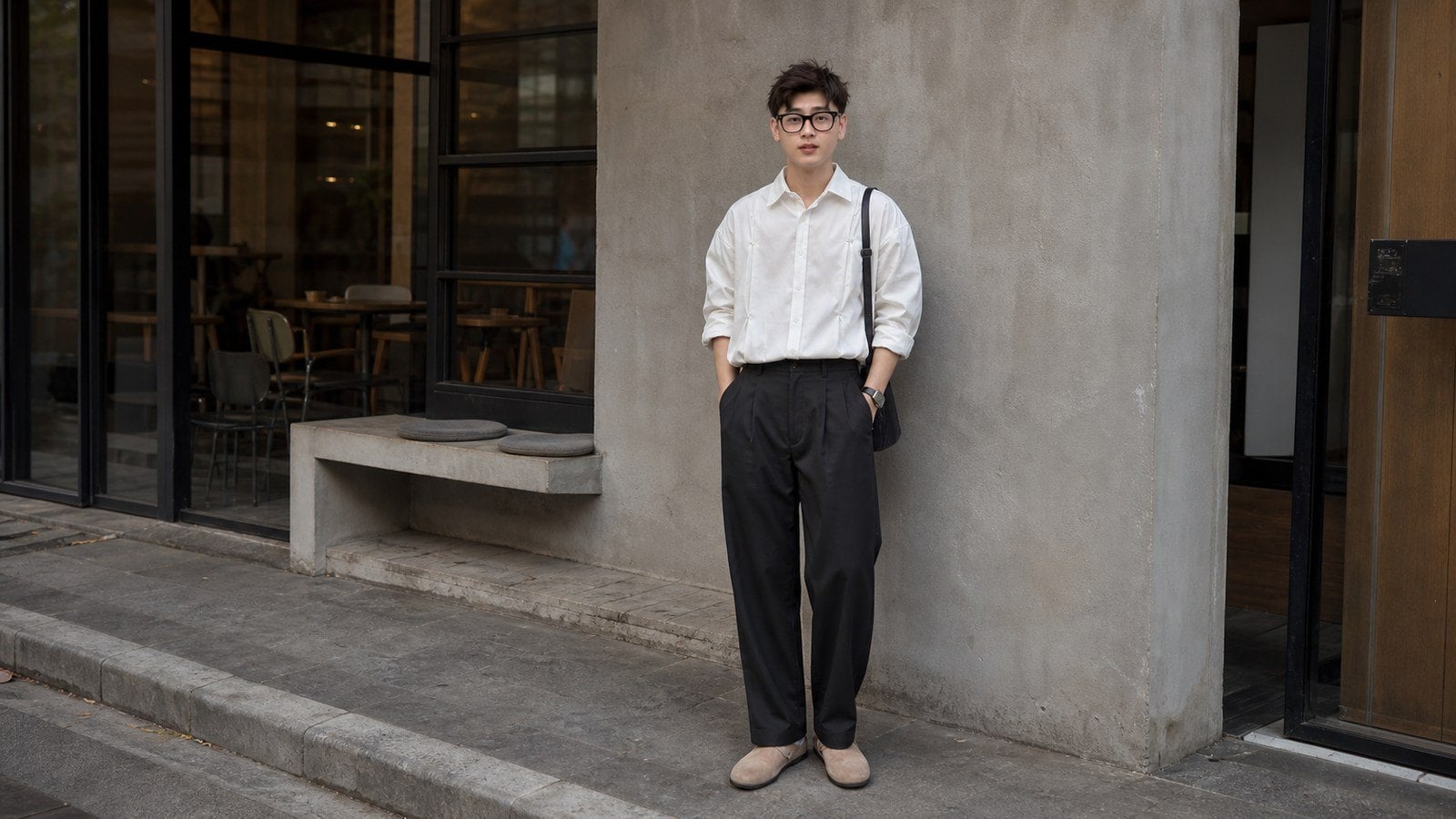 Form oversize cho áo sơ mi trắng nam