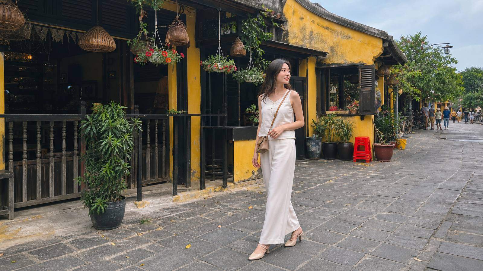 Set áo gile hoặc vest mỏng phối quần short hoặc quần dài gọn
