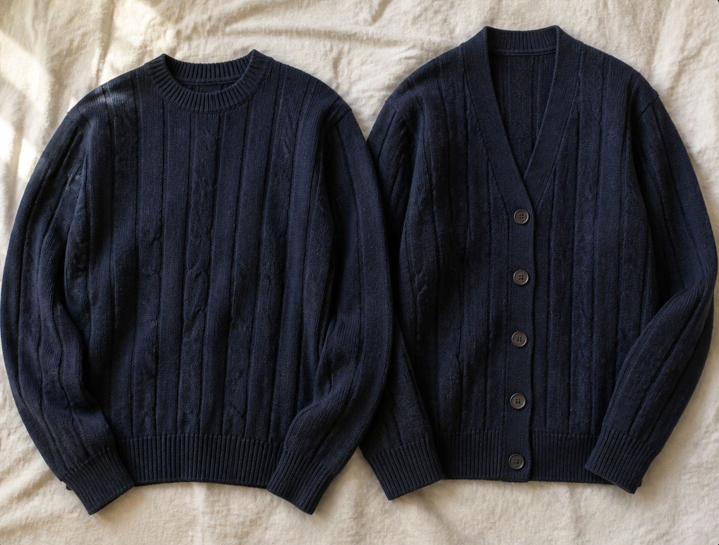 Sweater và cardigan khác nhau ở kiểu mở trước hay chui đầu