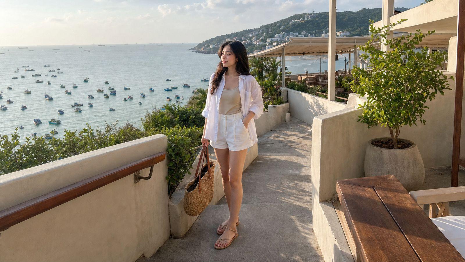 Bikini hoặc đồ bơi một mảnh kèm sơ mi oversized khi đi Vũng Tàu