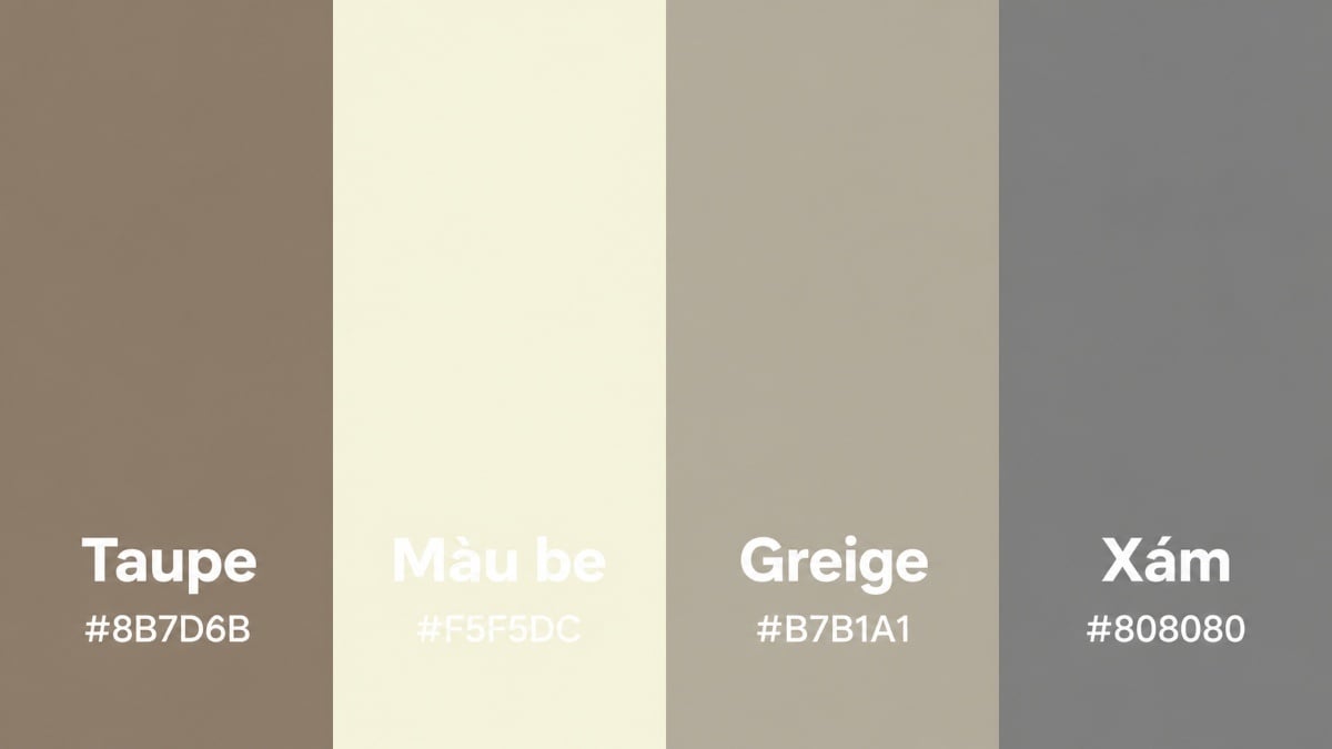 Taupe khác màu be, greige và xám như thế nào