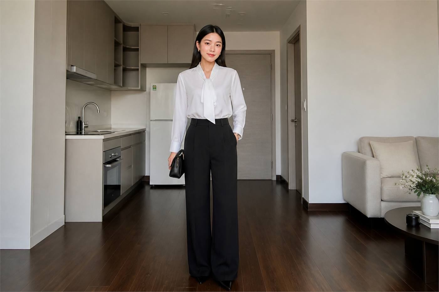 Quần tây nữ dáng suông thanh lịch, dễ mặc đi làm