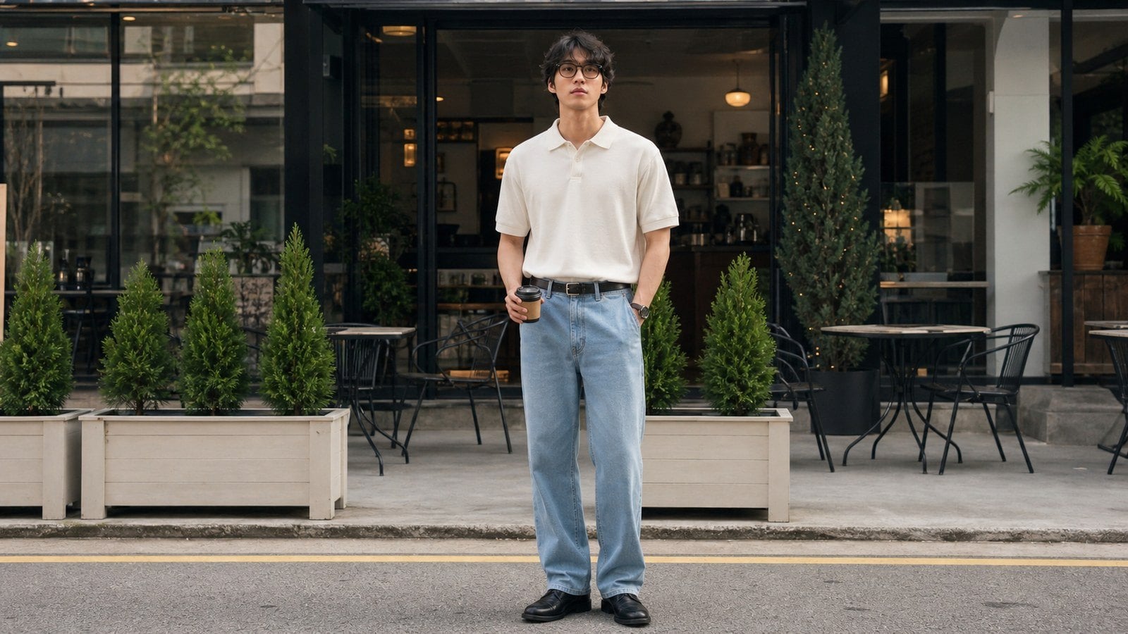 Áo xanh trắng phối denim sáng cho cuối tuần thoải mái