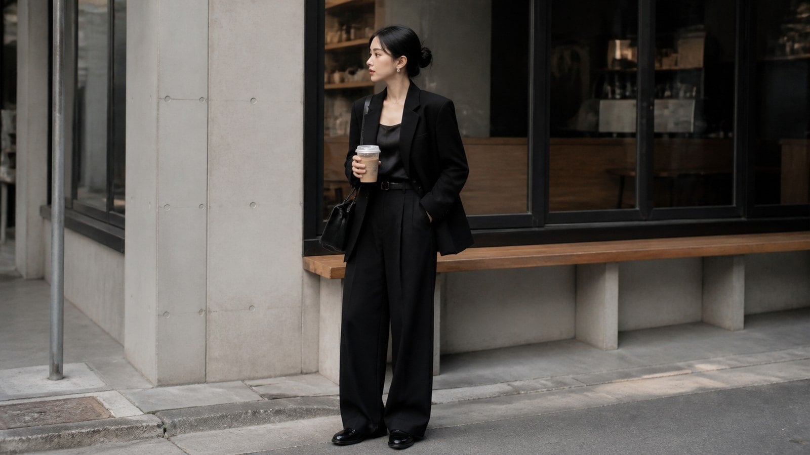 Vest đen nữ phối set all black